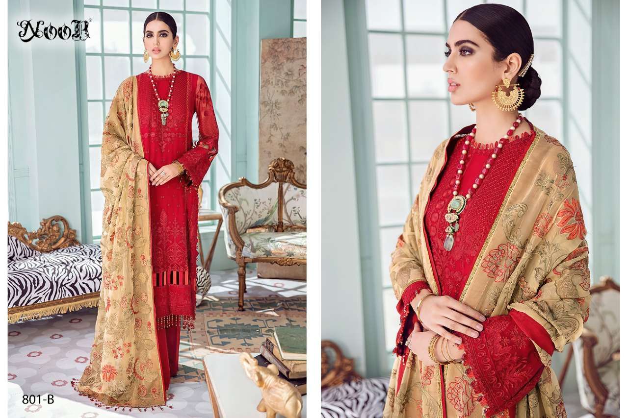 Noor Hit Colour-801 Faux Georgette With Self Embroidered Work suit