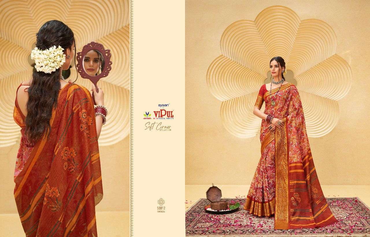 vipul soft corner brilliance cat 508 series 50805-50816 linen saree