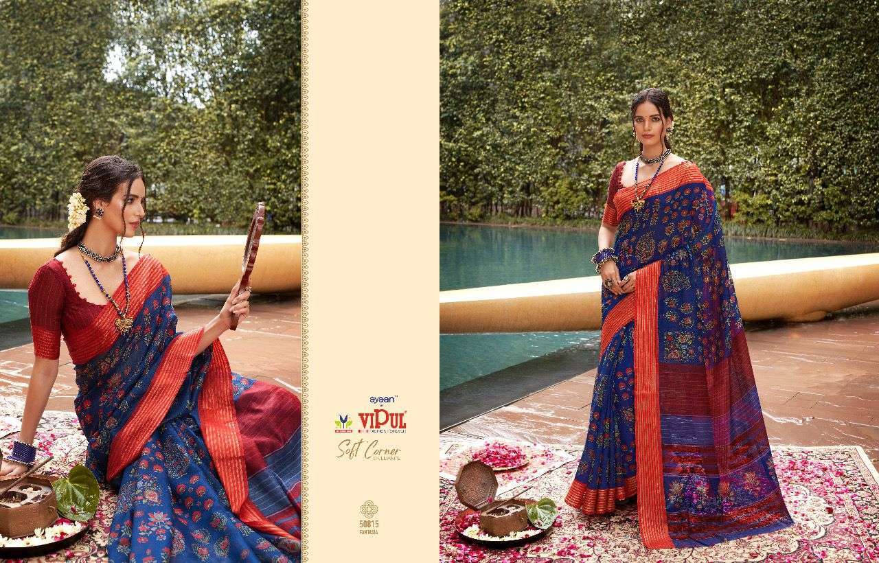 vipul soft corner brilliance cat 508 series 50805-50816 linen saree