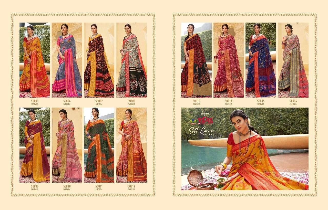 vipul soft corner brilliance cat 508 series 50805-50816 linen saree