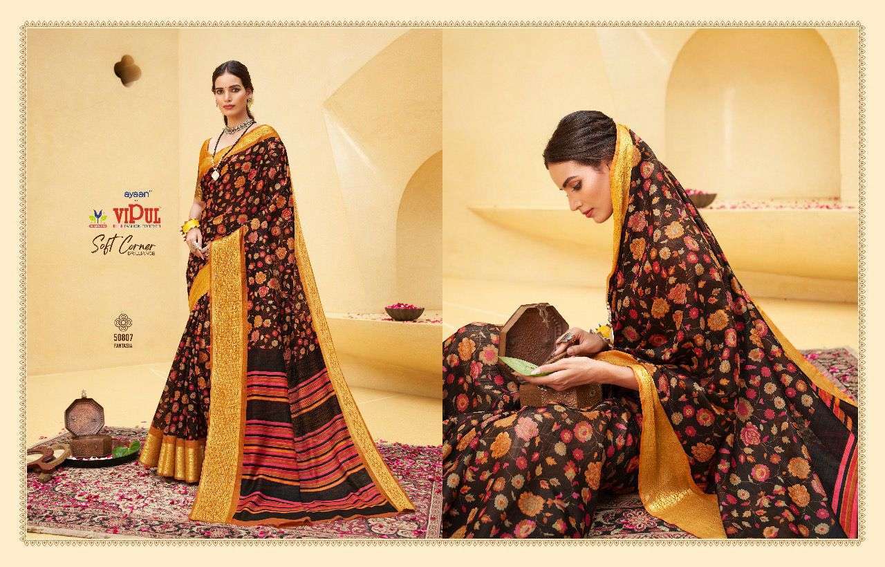 vipul soft corner brilliance cat 508 series 50805-50816 linen saree