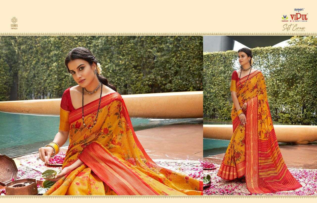 vipul soft corner brilliance cat 508 series 50805-50816 linen saree