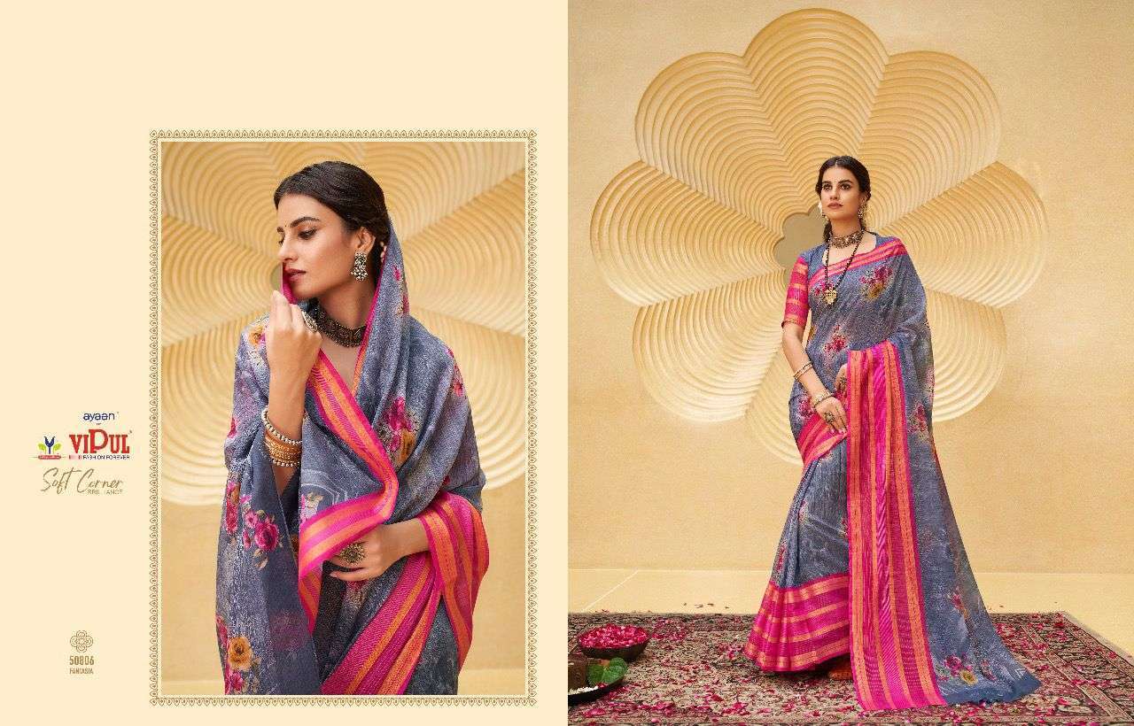 vipul soft corner brilliance cat 508 series 50805-50816 linen saree