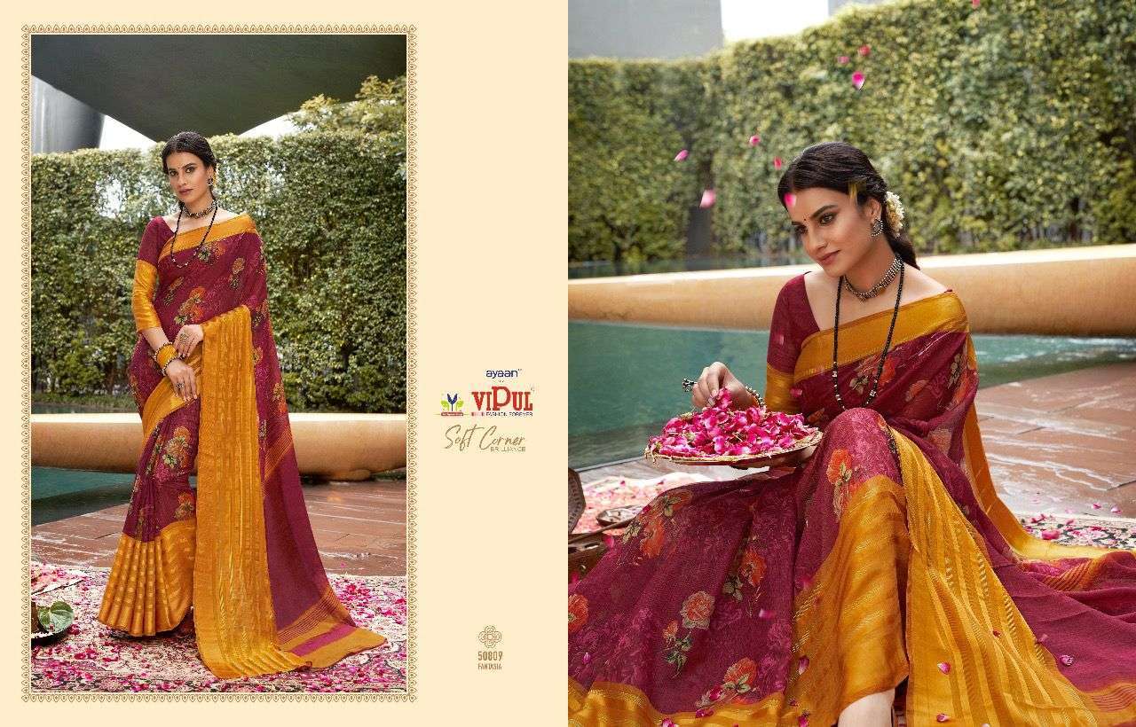 vipul soft corner brilliance cat 508 series 50805-50816 linen saree