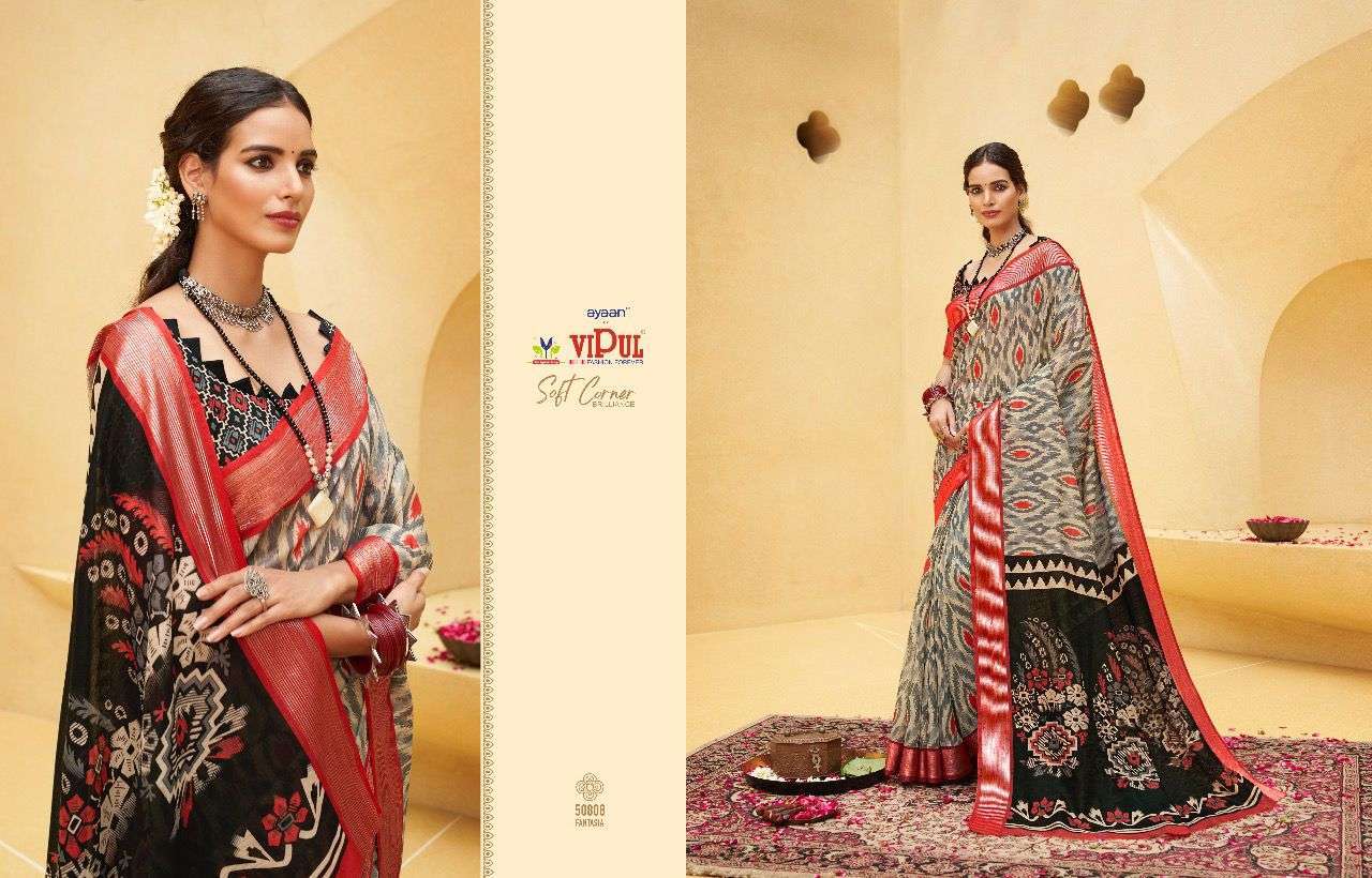 vipul soft corner brilliance cat 508 series 50805-50816 linen saree