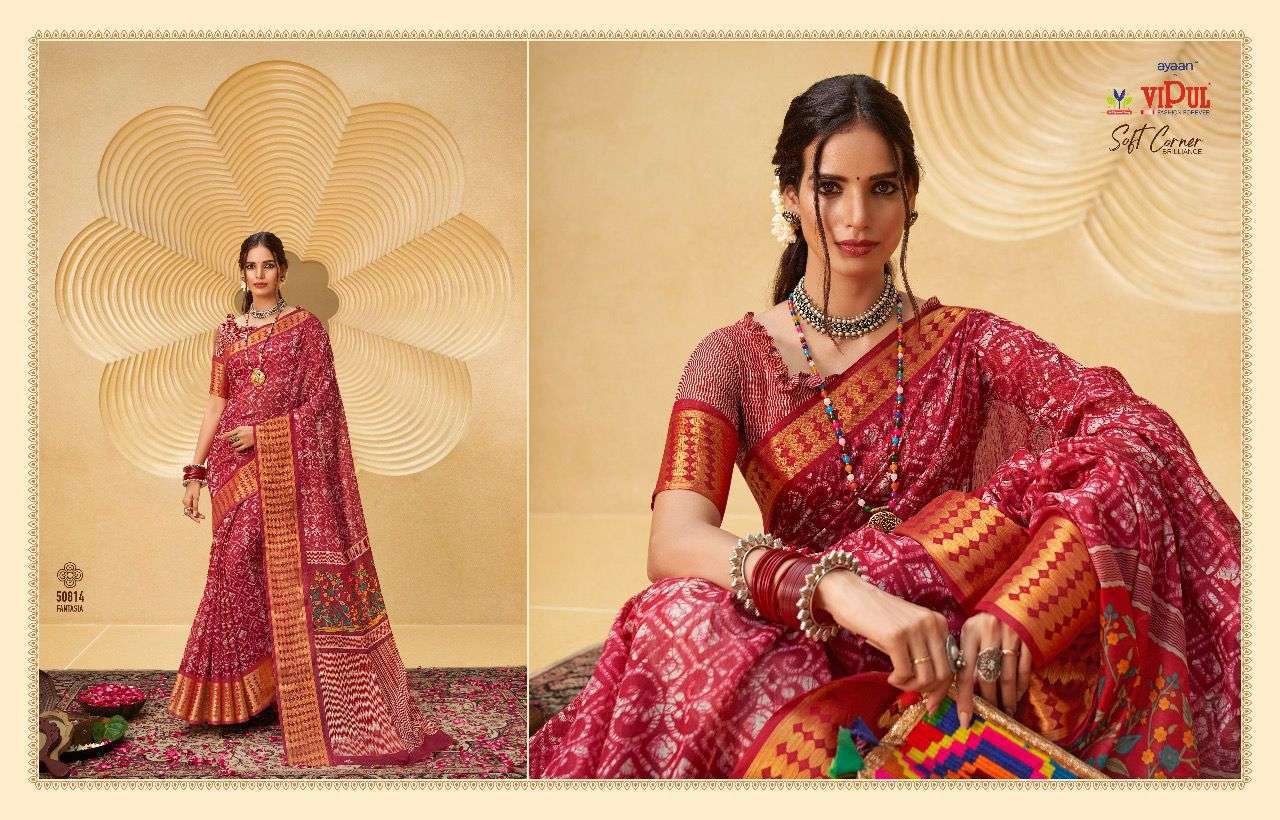 vipul soft corner brilliance cat 508 series 50805-50816 linen saree