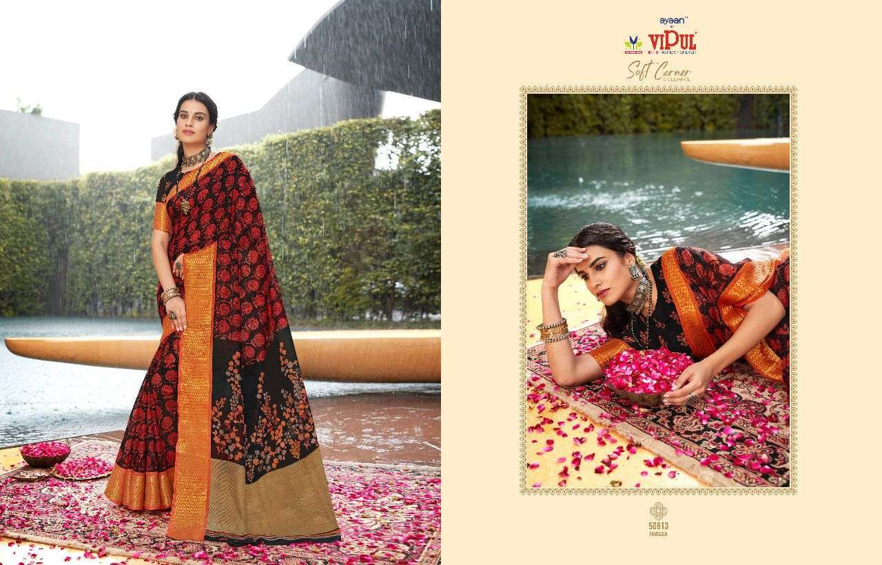 vipul soft corner brilliance cat 508 series 50805-50816 linen saree