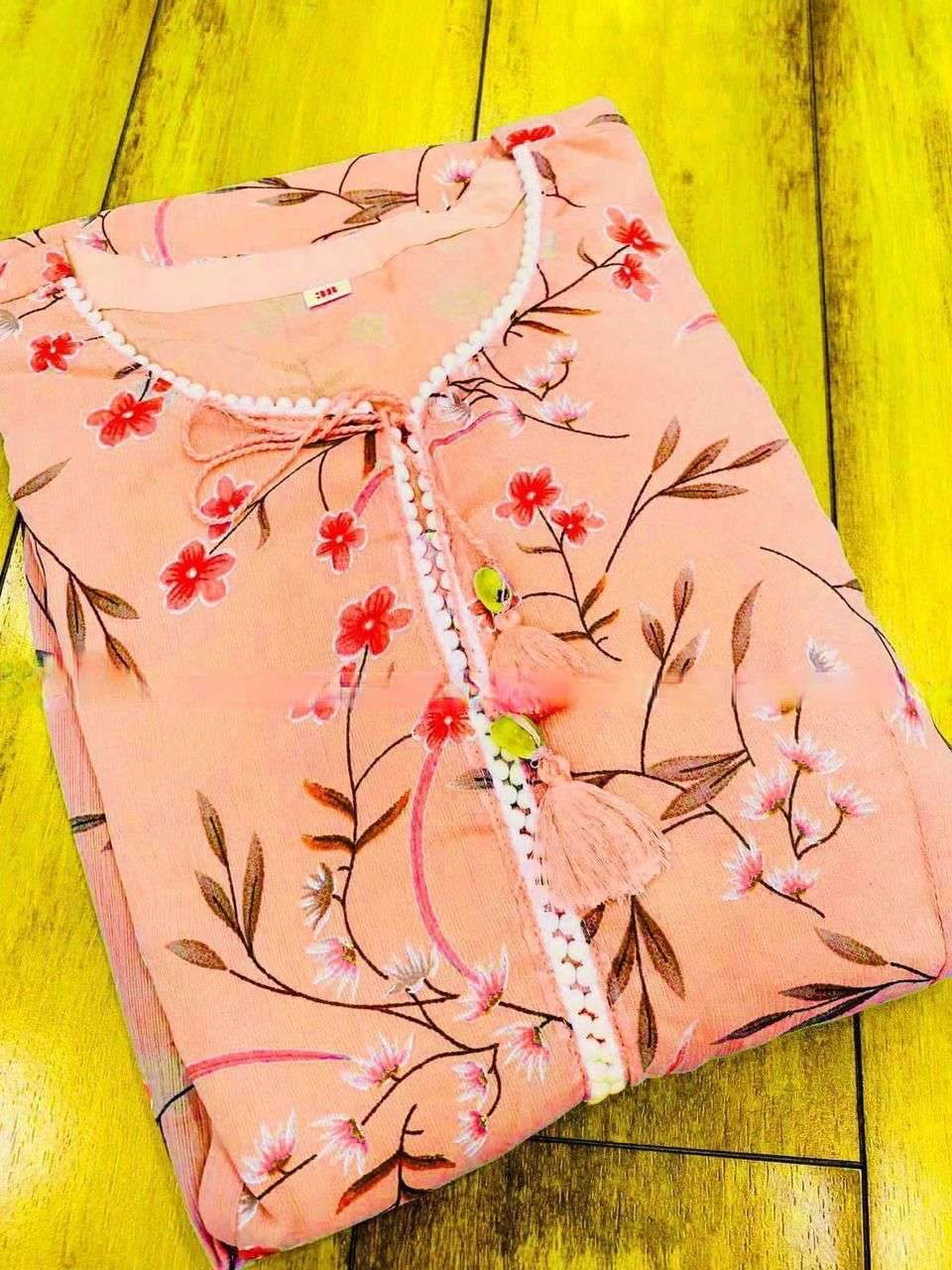 X-LADY 2 COLORS DESIGNER PREMIUM FAUX GEORGETTE KURTI 