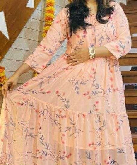X-LADY 2 COLORS DESIGNER PREMIUM FAUX GEORGETTE KURTI 