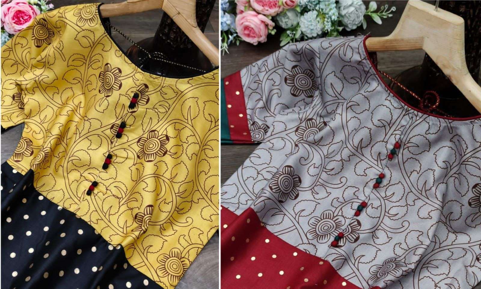 X-LADY 2 COLORS DESIGNER RAYON SLUB FABRIC KURTI 