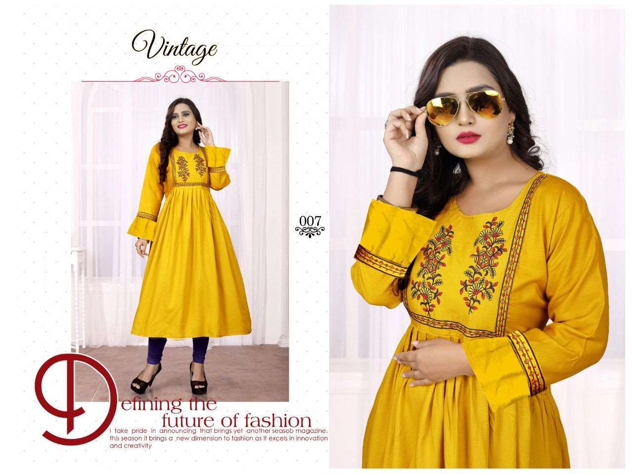 aagya vintage vol 6 series 001-008 rayon 14 kg kurti