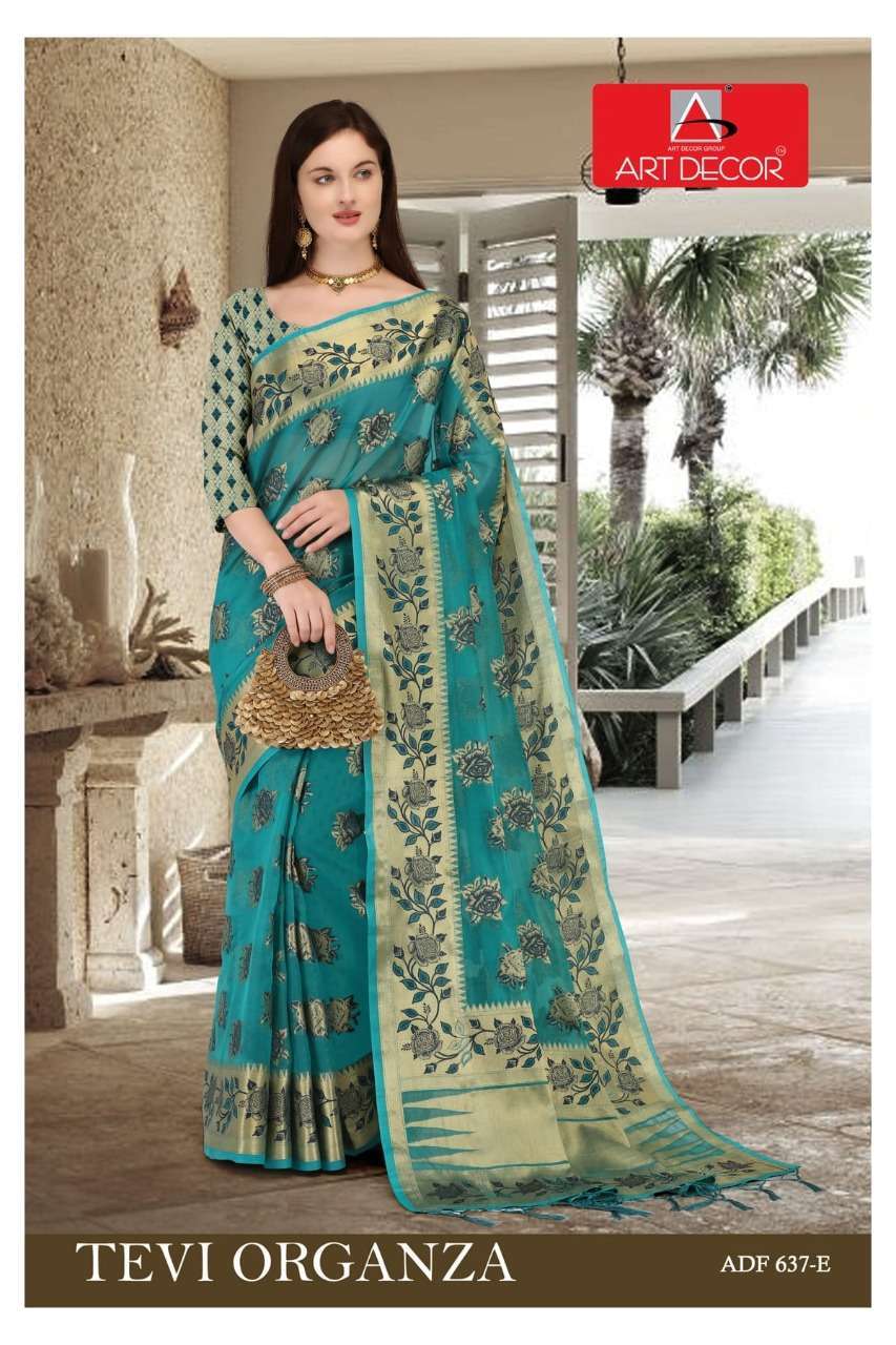 Art decor tevi organza series 637 organza printed saree