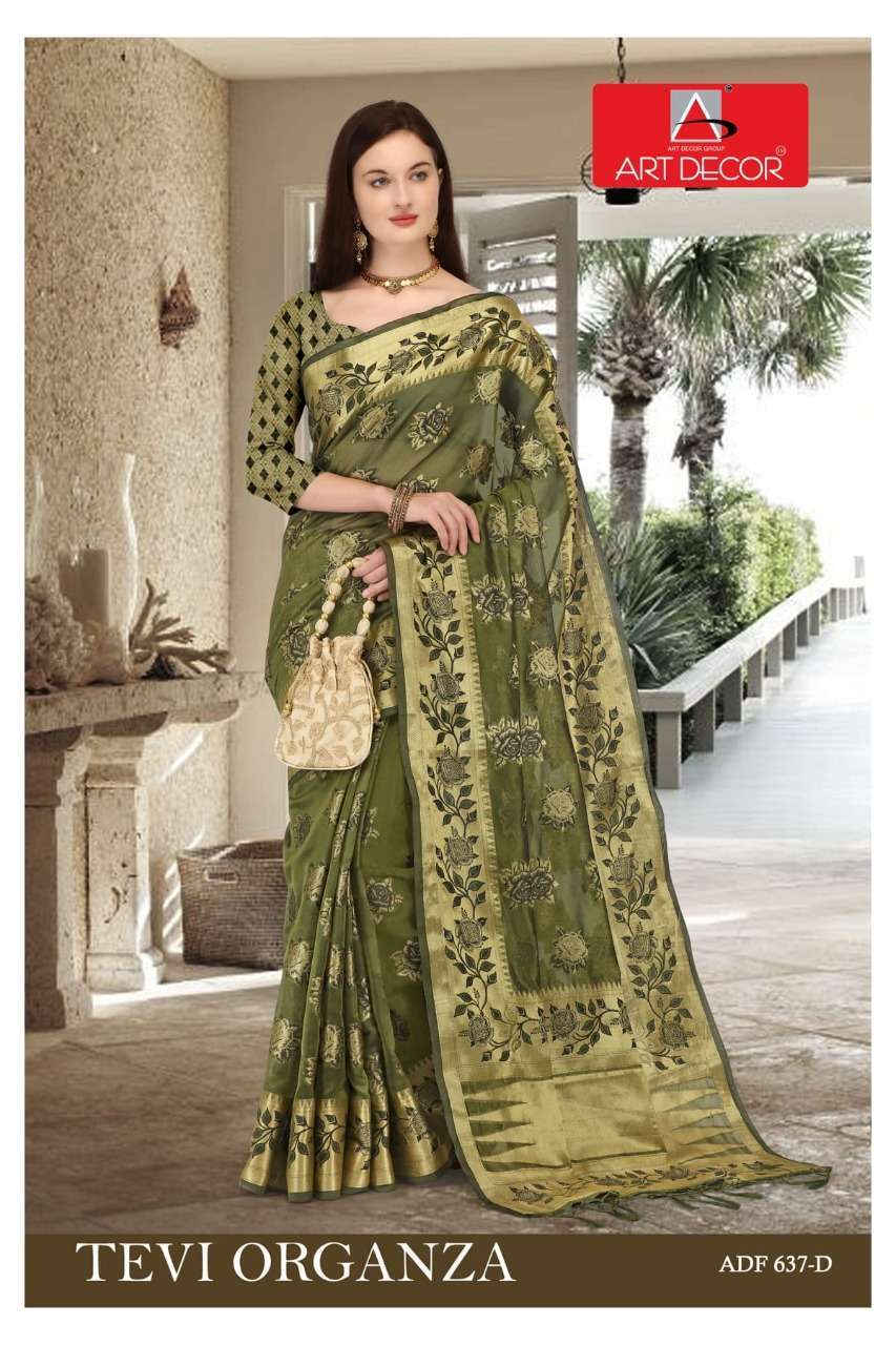 Art decor tevi organza series 637 organza printed saree