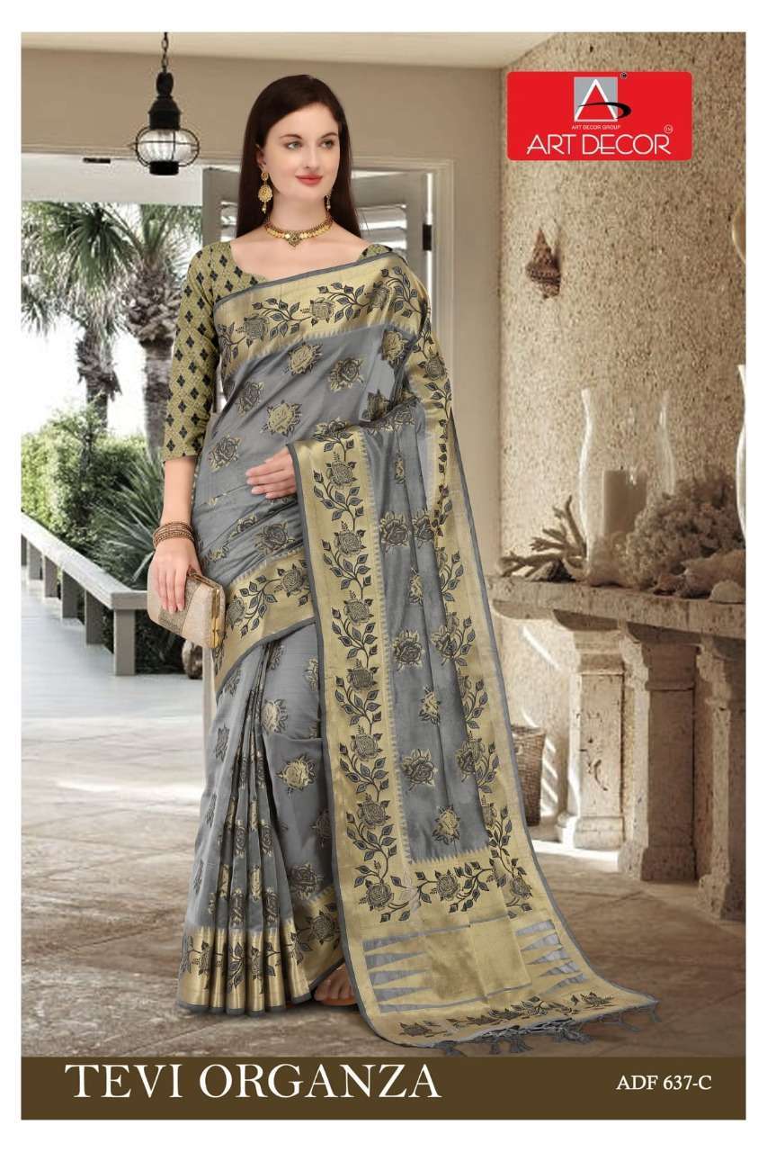 Art decor tevi organza series 637 organza printed saree