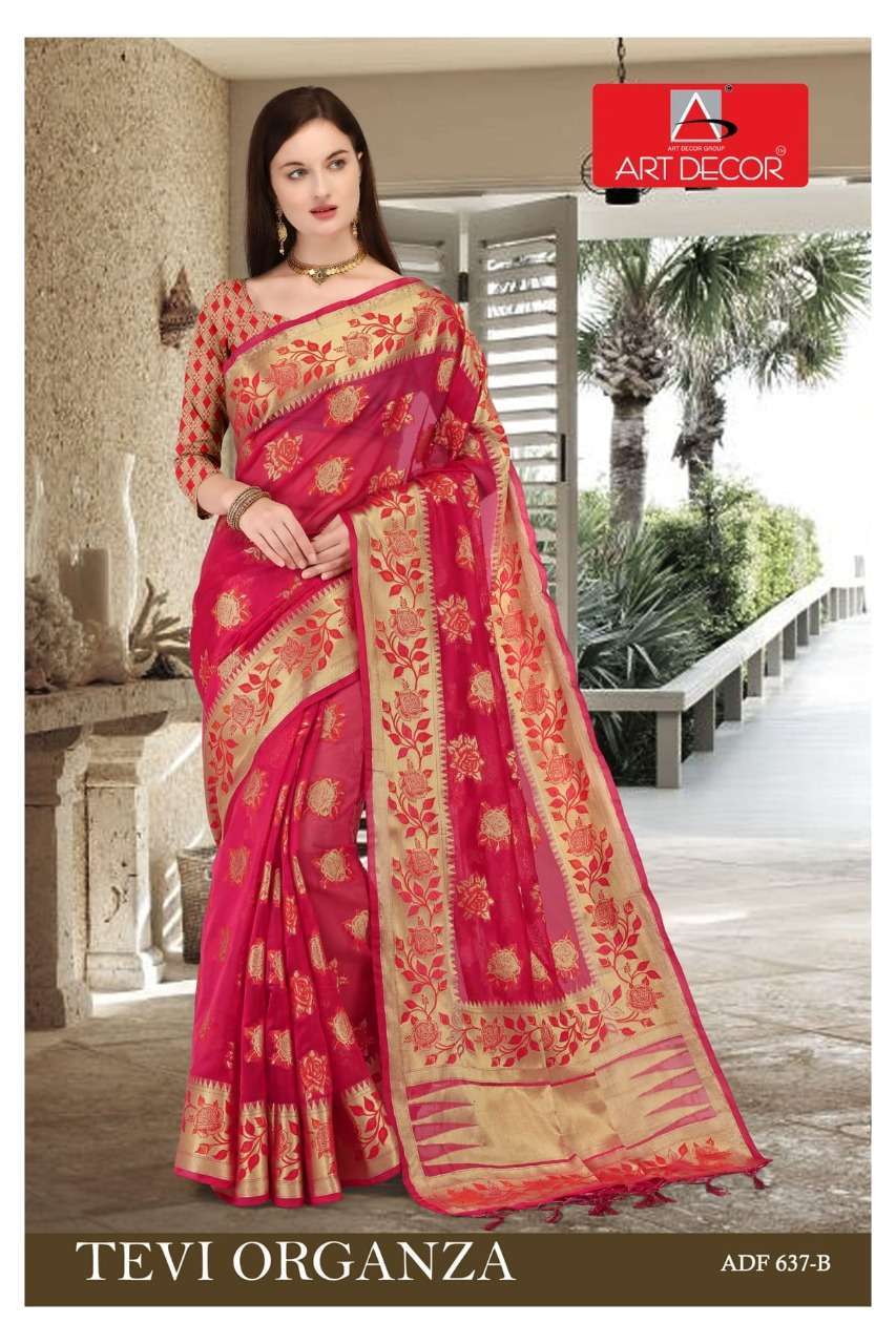 Art decor tevi organza series 637 organza printed saree
