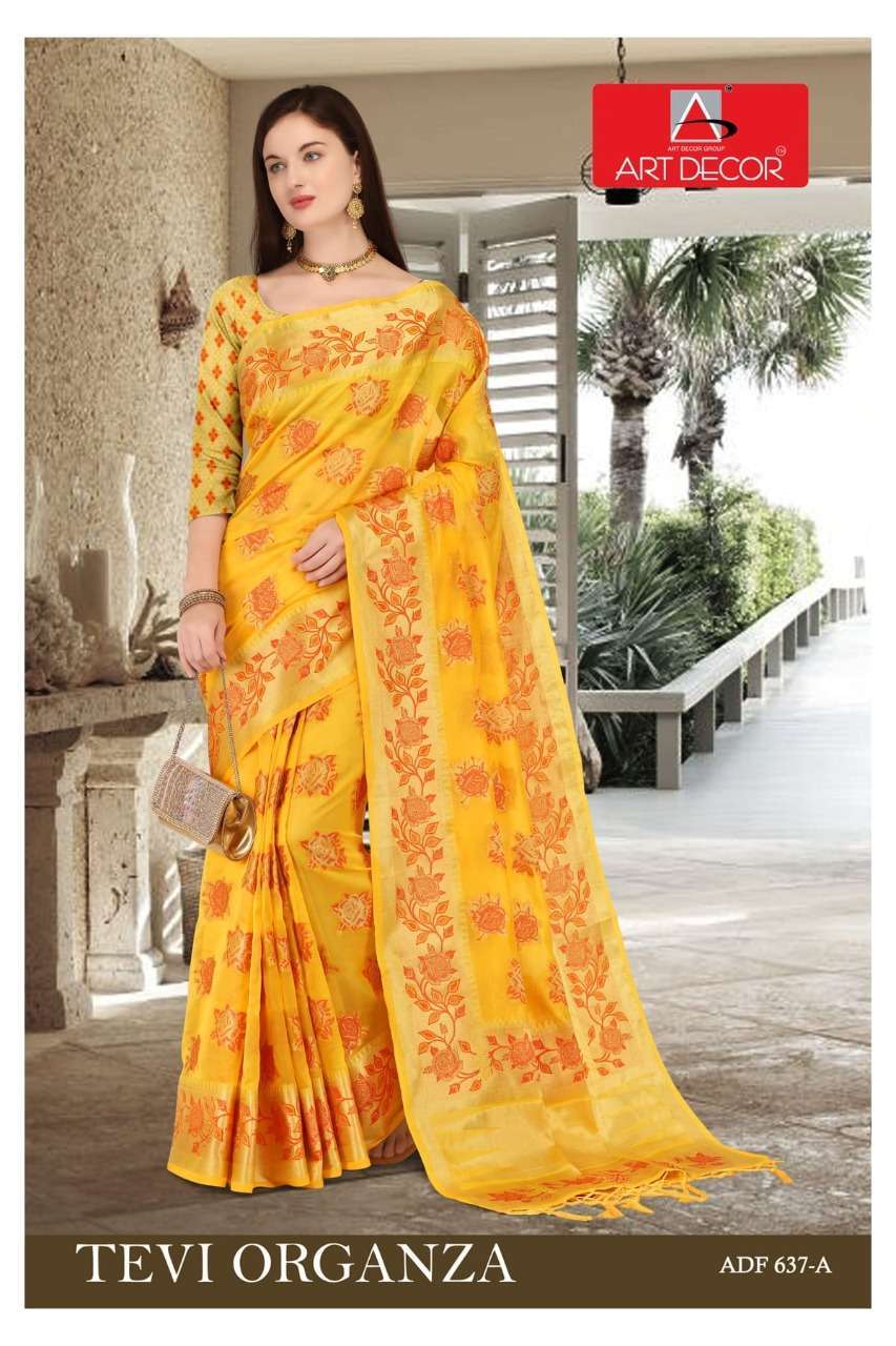 Art decor tevi organza series 637 organza printed saree