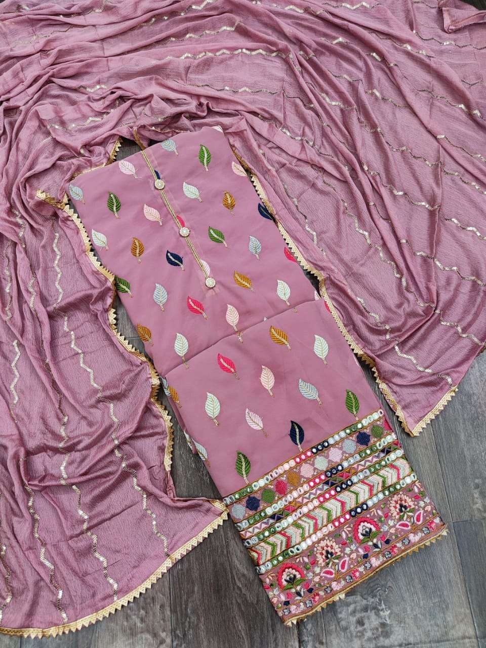 BT-16 DESIGNER FAUX GEORGETTE HEAVY EMBROIDERY NON CATALOG SUIT 