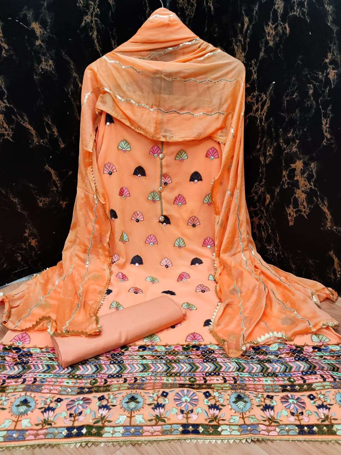 BT-16 DESIGNER FAUX GEORGETTE HEAVY EMBROIDERY NON CATALOG SUIT 