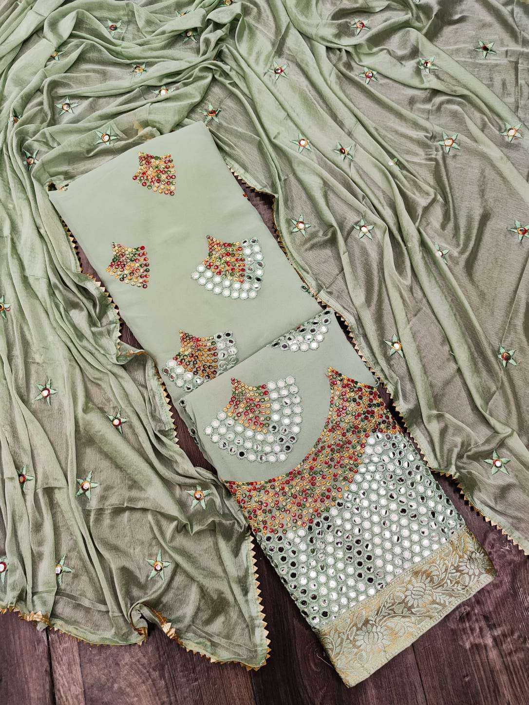 BT-16 DESIGNER FAUX GEORGETTE HEAVY EMBROIDERY NON CATALOG SUIT 