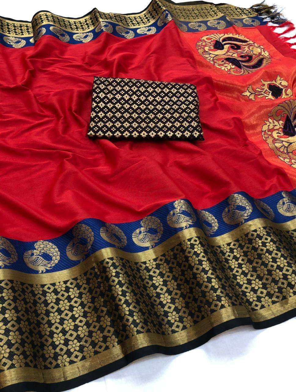 BT-51 GAJRAJ DESIGNER ORA SILK SLUB WITH WORK BORDER SAREE