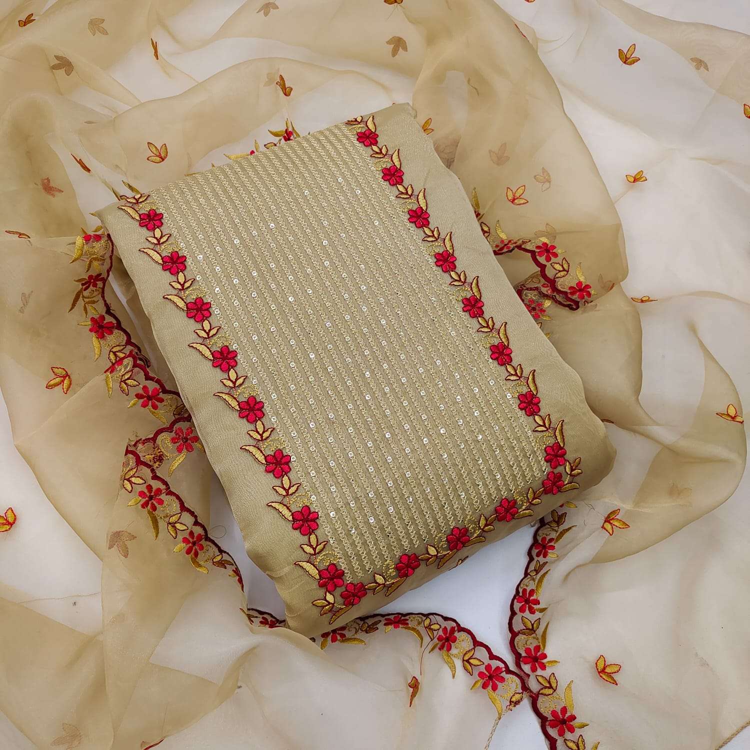 BT PRESENTS ORGANZA SILK SEQUENCE WORK NON CATALOG SUIT 