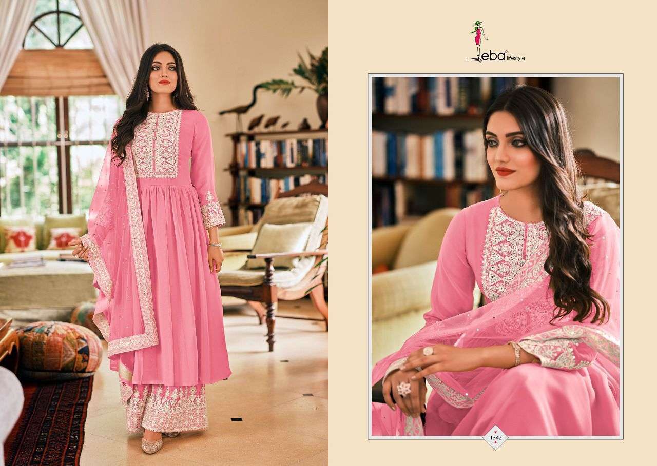 eba dil noor series 1340-1341 pure georgette with embroidery work suit