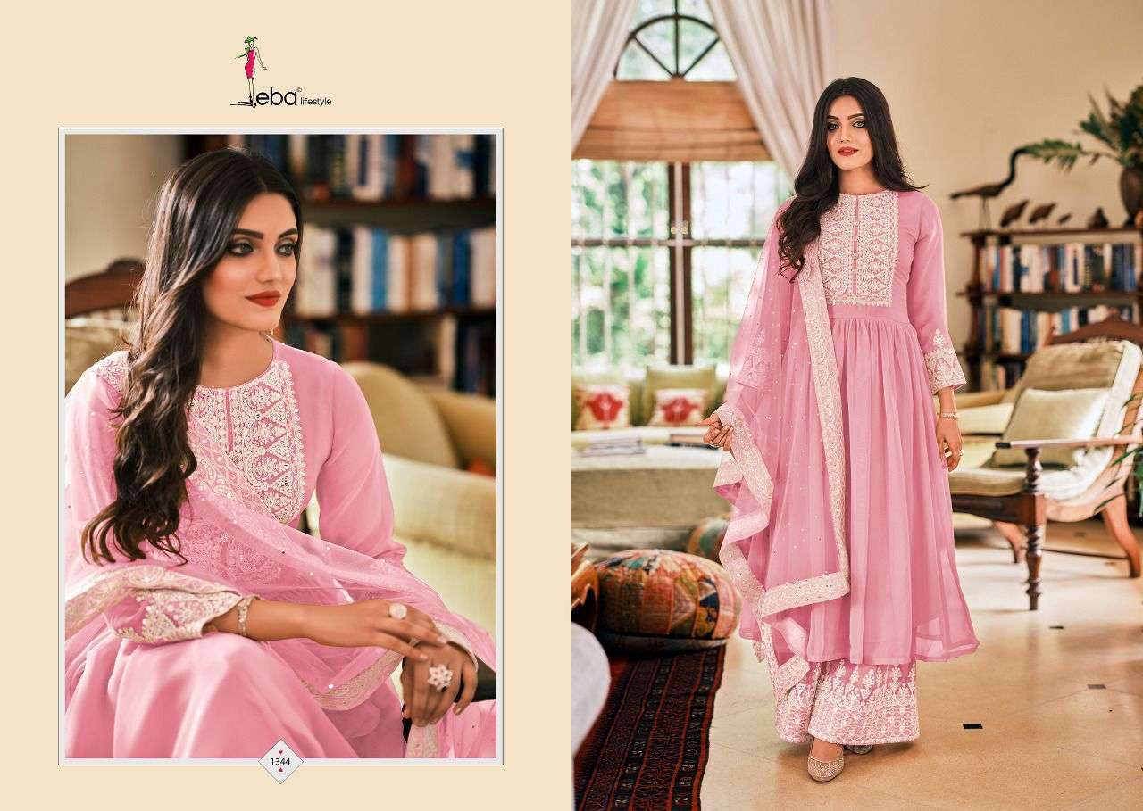 eba dil noor series 1340-1341 pure georgette with embroidery work suit