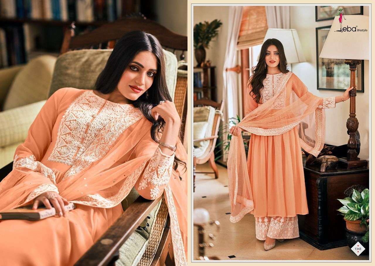 eba dil noor series 1340-1341 pure georgette with embroidery work suit