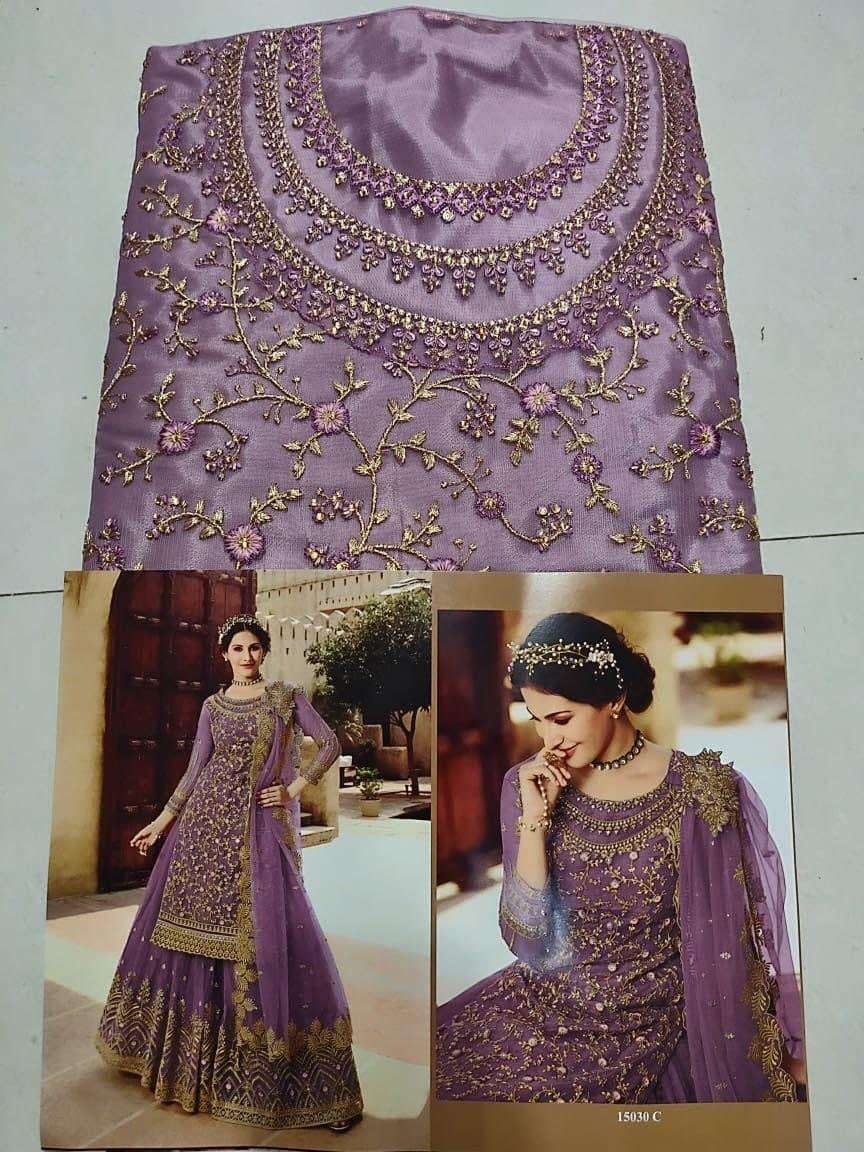 GLOSSY SIMAR AMYRA SHAIVI 15030 COLORS DESIGNER SOFT NET SUIT 