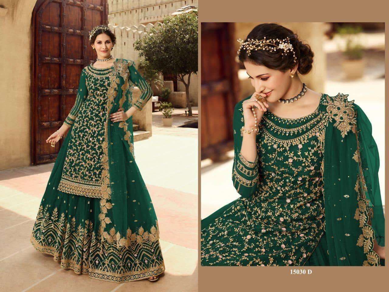 GLOSSY SIMAR AMYRA SHAIVI 15030 COLORS DESIGNER SOFT NET SUIT 