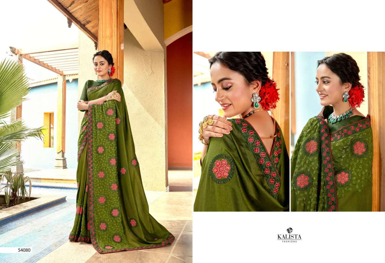 kalista hero vol 10 series 54077-54084 pure vichitra saree 