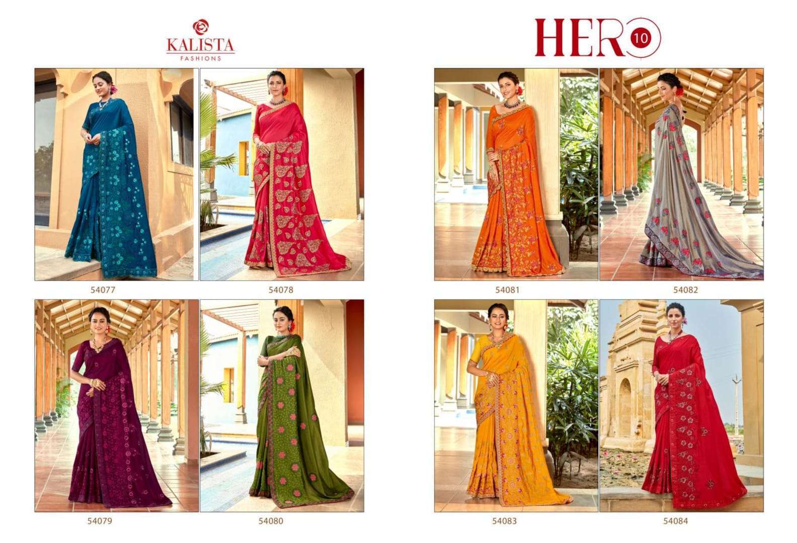 kalista hero vol 10 series 54077-54084 pure vichitra saree 