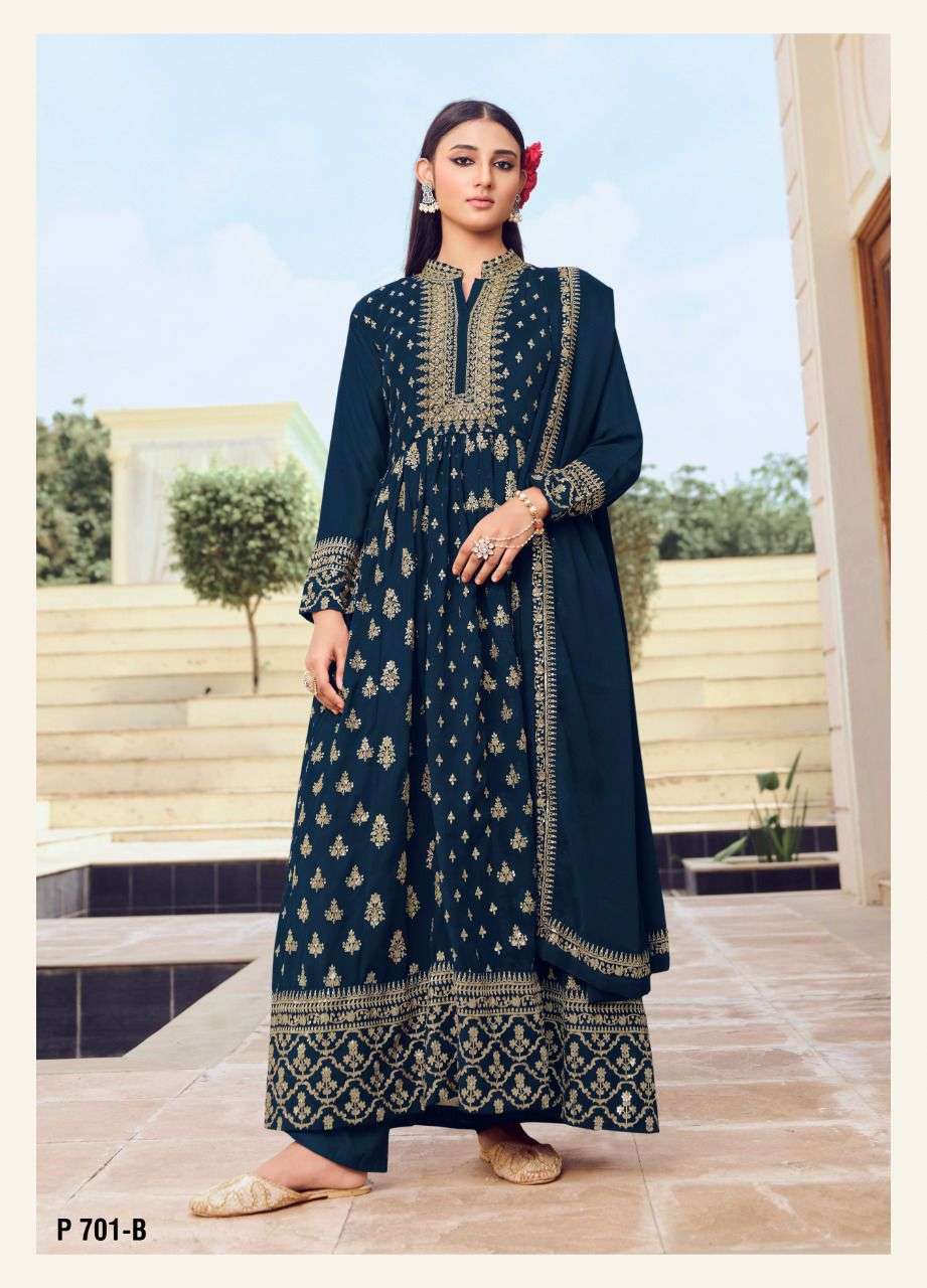 lt nitya 701 colors georgette with hand work suit 