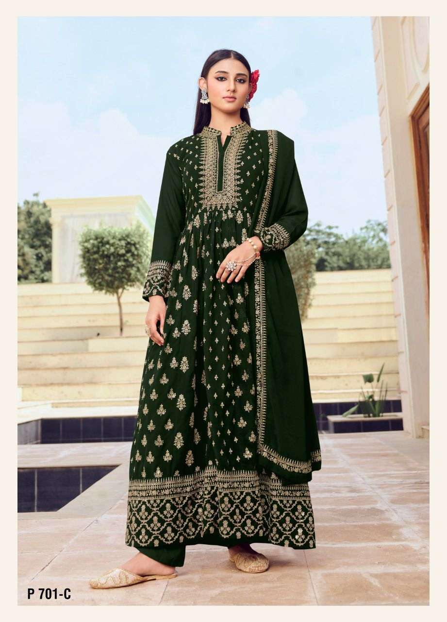 lt nitya 701 colors georgette with hand work suit 