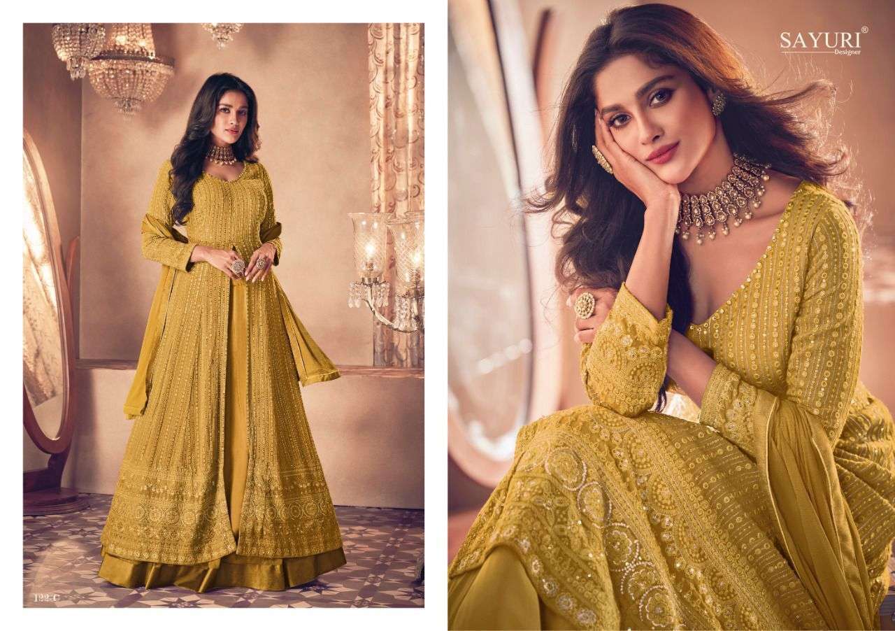 sayuri noor gold series 122 real georgette embroidery work suit 