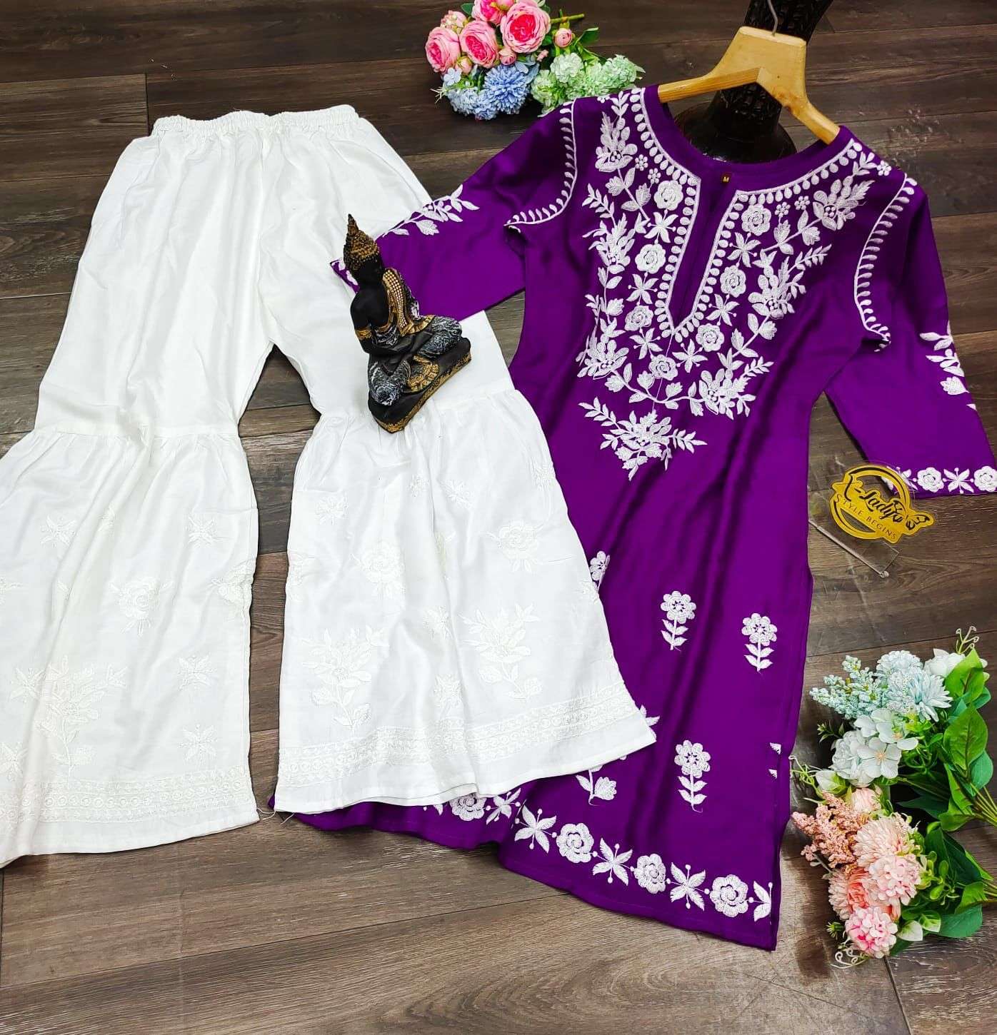 X-LADY 4 COLORS DESIGNER 14 KG RAYON SHARARA SET 