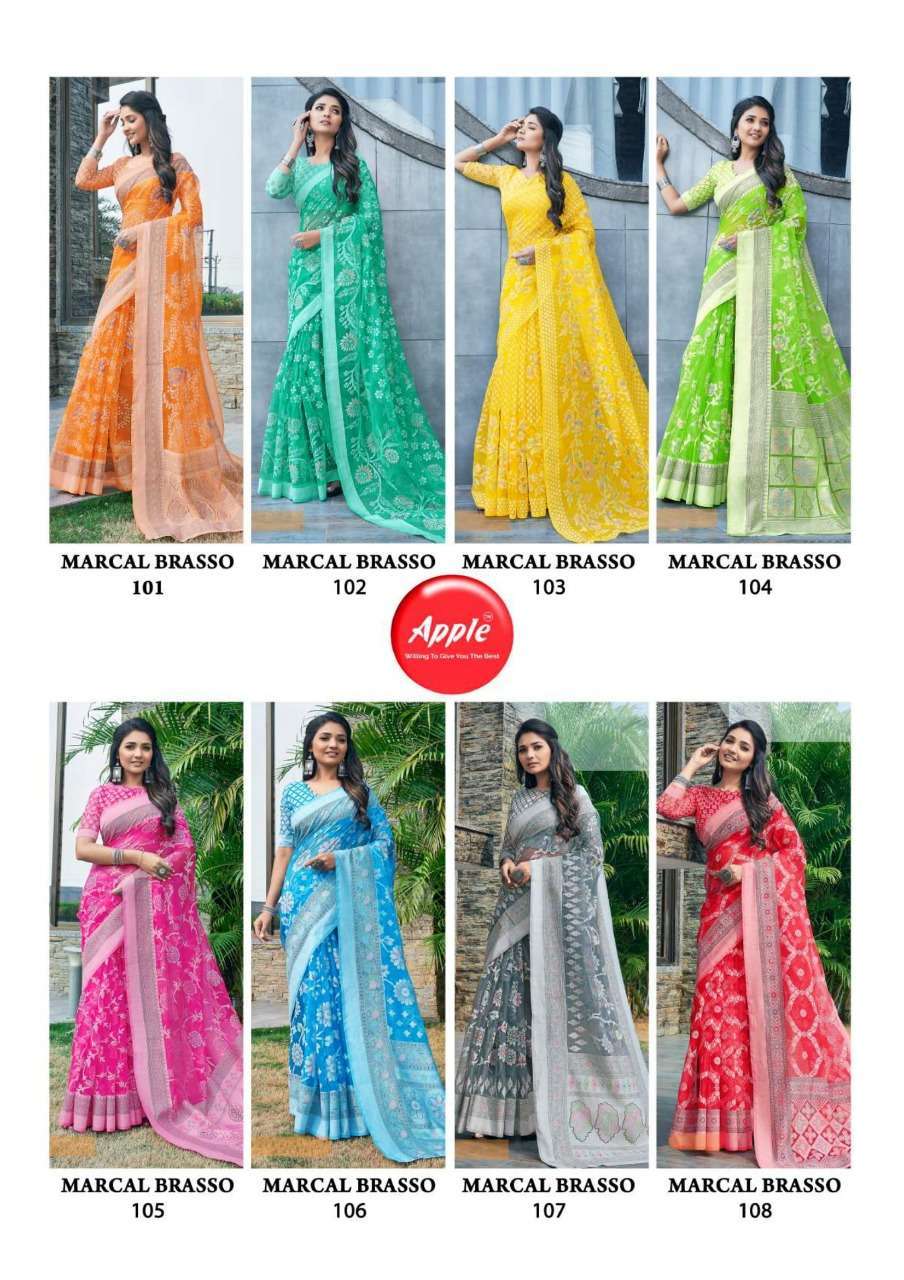 apple saree marcal brasso vol 1 series 101-108 kimona brasso saree