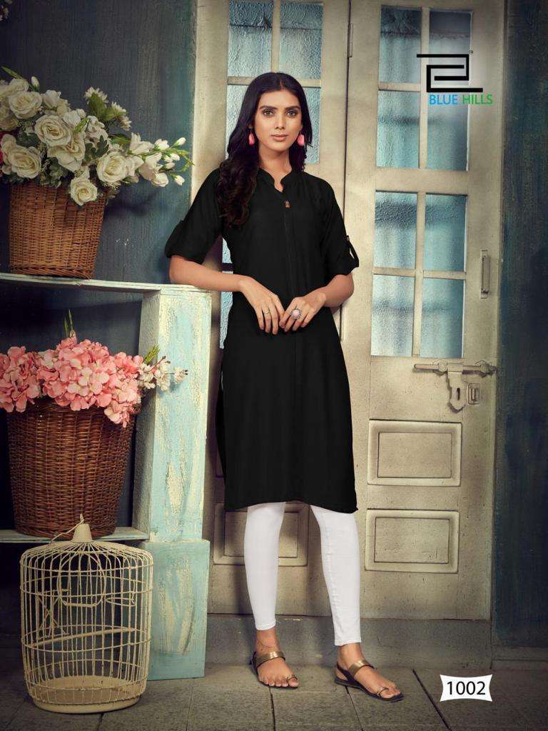 blue hills colorbar vol 10 series 1001-1008 rayon 14 kg dyed kurti