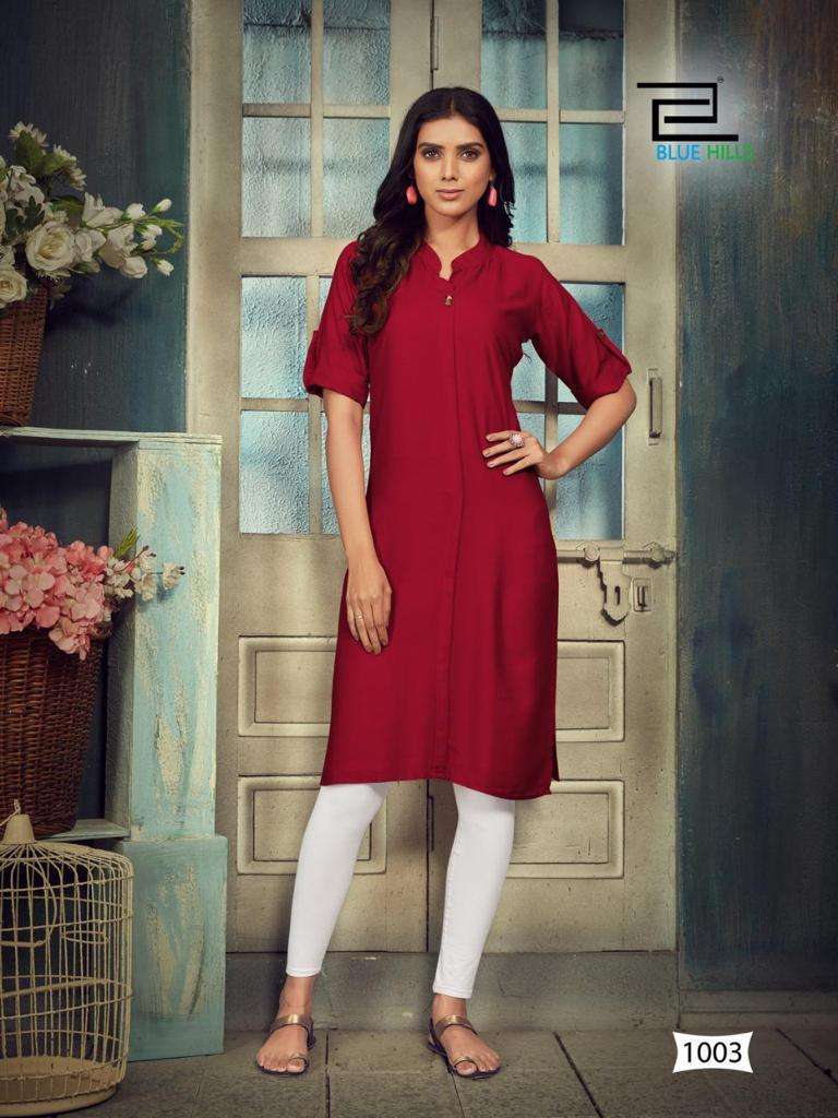blue hills colorbar vol 10 series 1001-1008 rayon 14 kg dyed kurti
