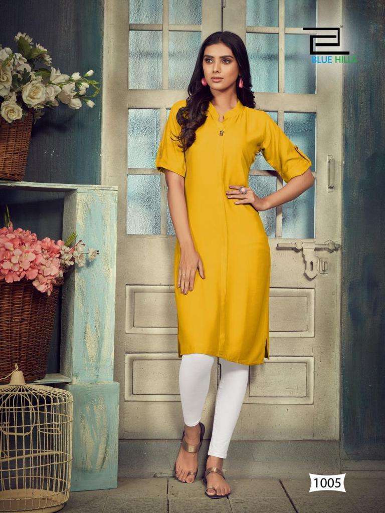 blue hills colorbar vol 10 series 1001-1008 rayon 14 kg dyed kurti