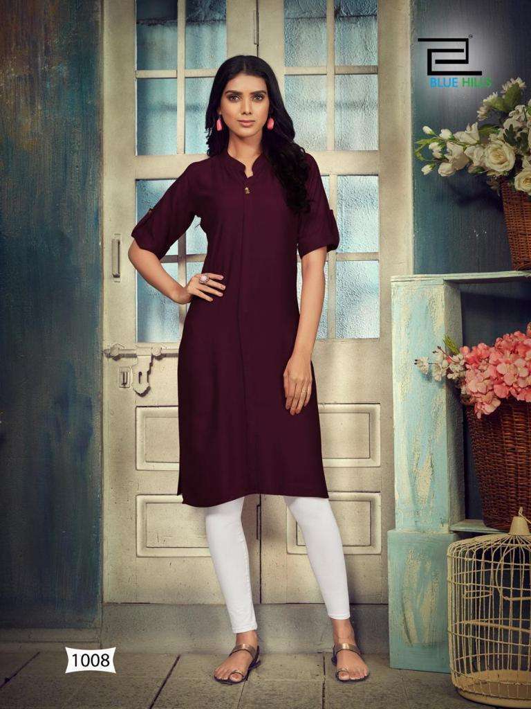 blue hills colorbar vol 10 series 1001-1008 rayon 14 kg dyed kurti