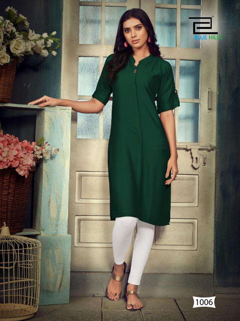blue hills colorbar vol 10 series 1001-1008 rayon 14 kg dyed kurti