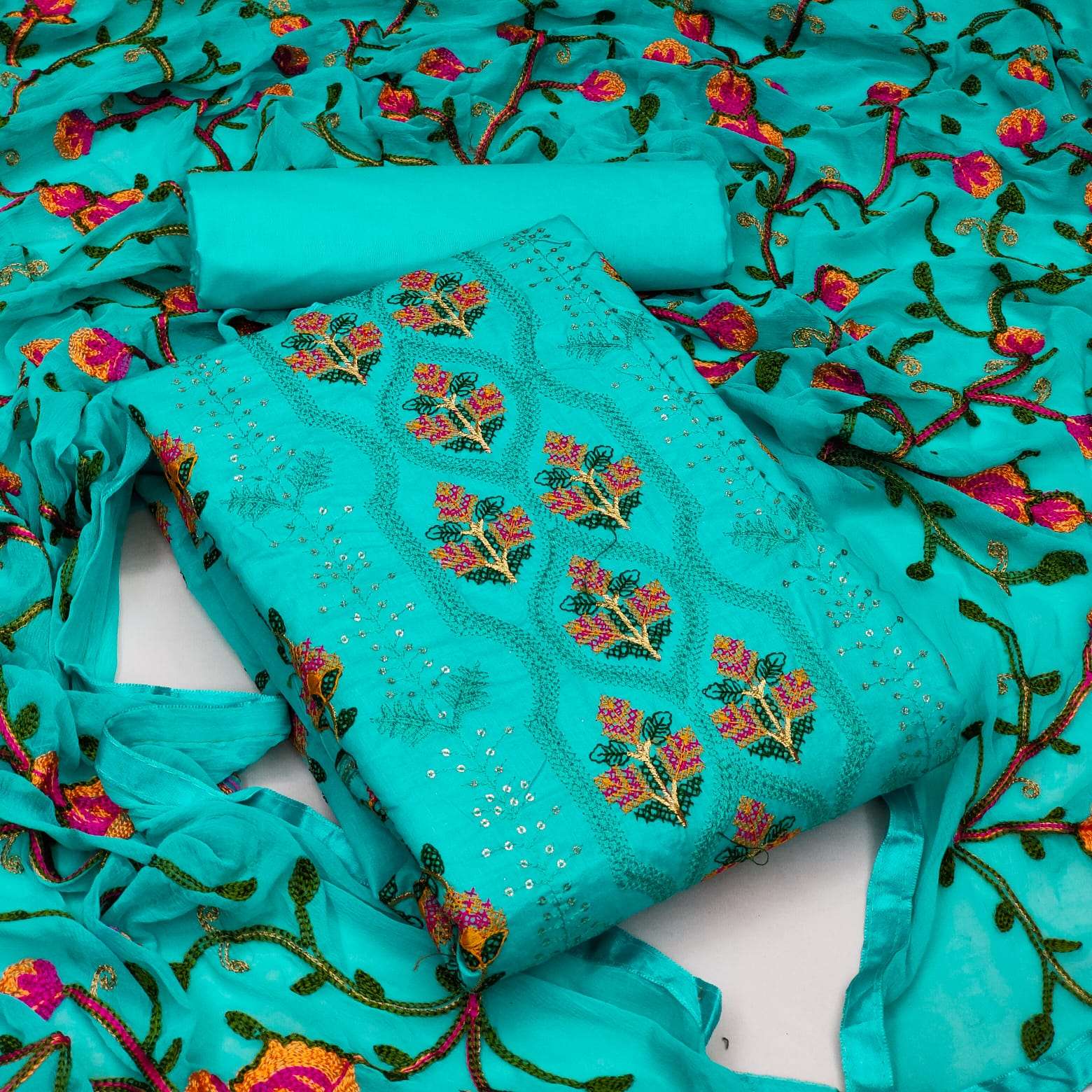 BT-07 DESIGNER SEMI LAWN COTTON KASHMIRI WORK NON CATALOG SUIT 