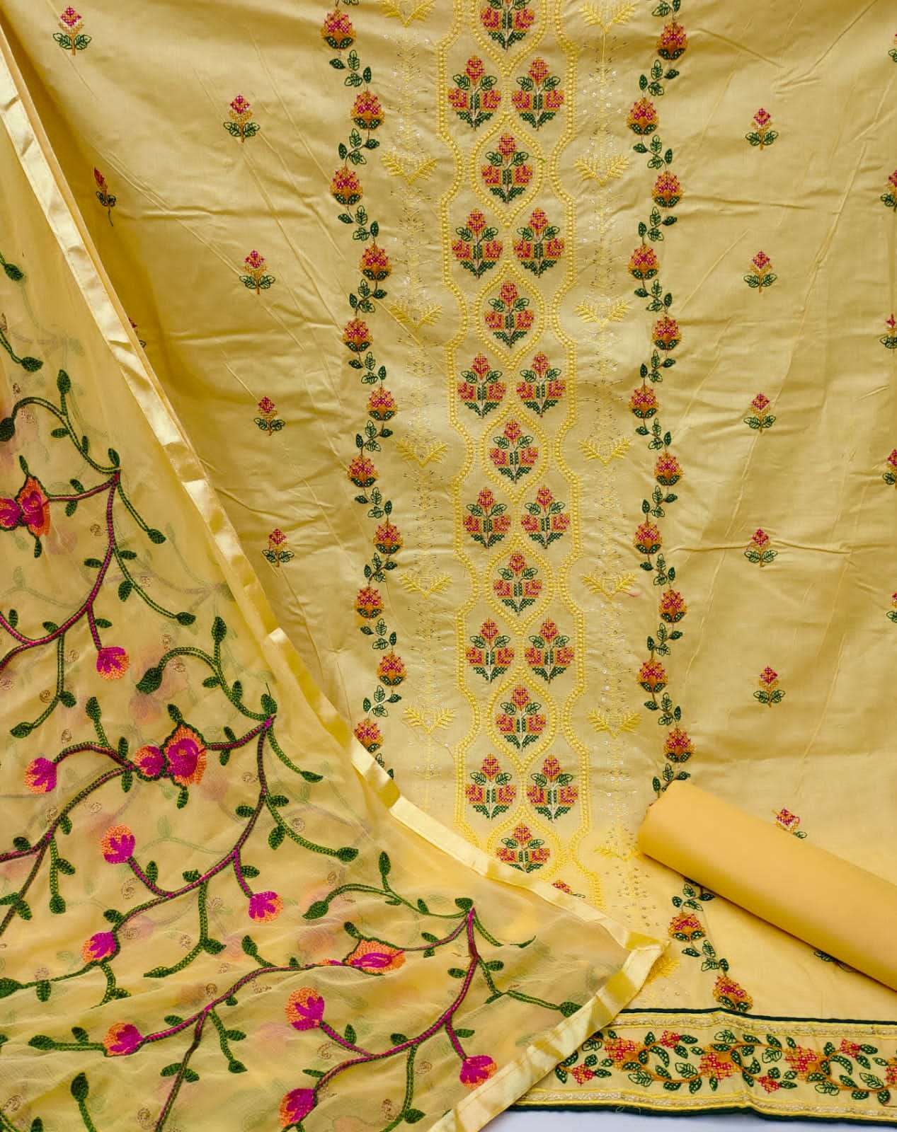 BT-07 DESIGNER SEMI LAWN COTTON KASHMIRI WORK NON CATALOG SUIT 