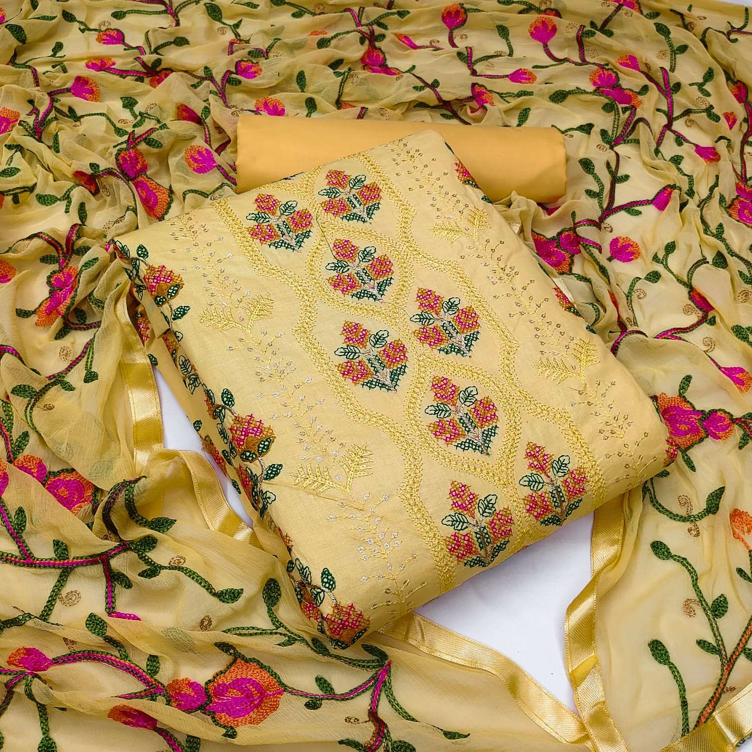 BT-07 DESIGNER SEMI LAWN COTTON KASHMIRI WORK NON CATALOG SUIT 
