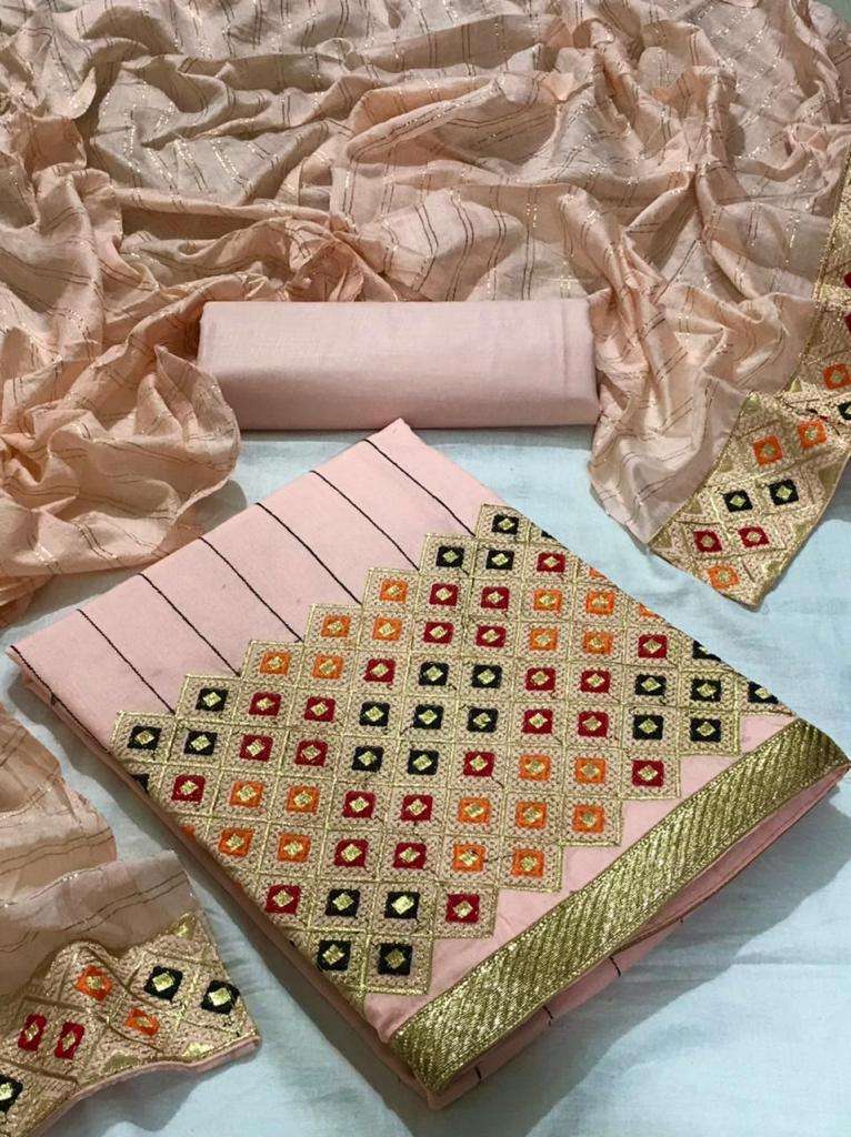 BT-07 DESIGNER SLUB COTTON MULTI WORK NON CATALOG SUIT 