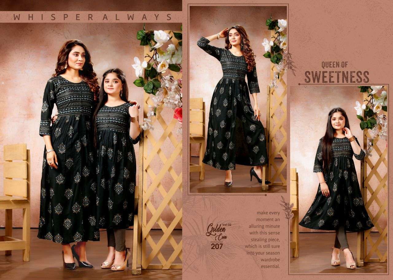 Golden Coin Vol 2 Series 201-207 Heavy Pure Rayon 14 Kg Kurti compulsory all size