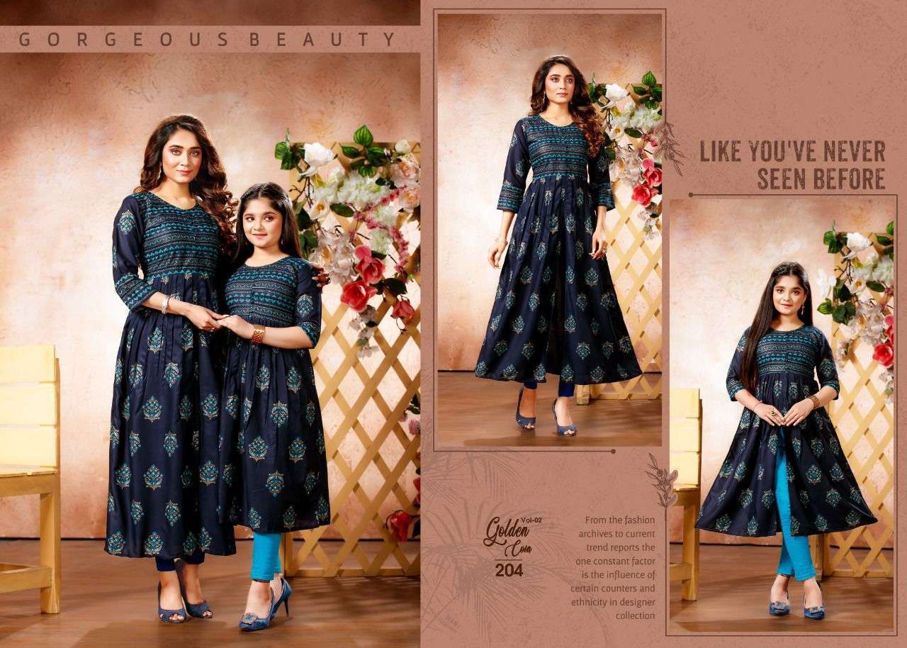 Golden Coin Vol 2 Series 201-207 Heavy Pure Rayon 14 Kg Kurti compulsory all size