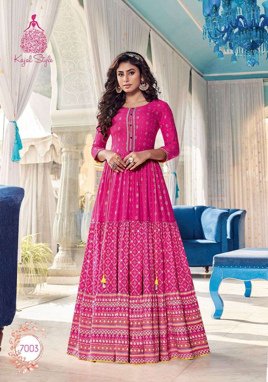 kajal style fashion colorbar vol 7 series 7001-7010 heavy rayon kurti 
