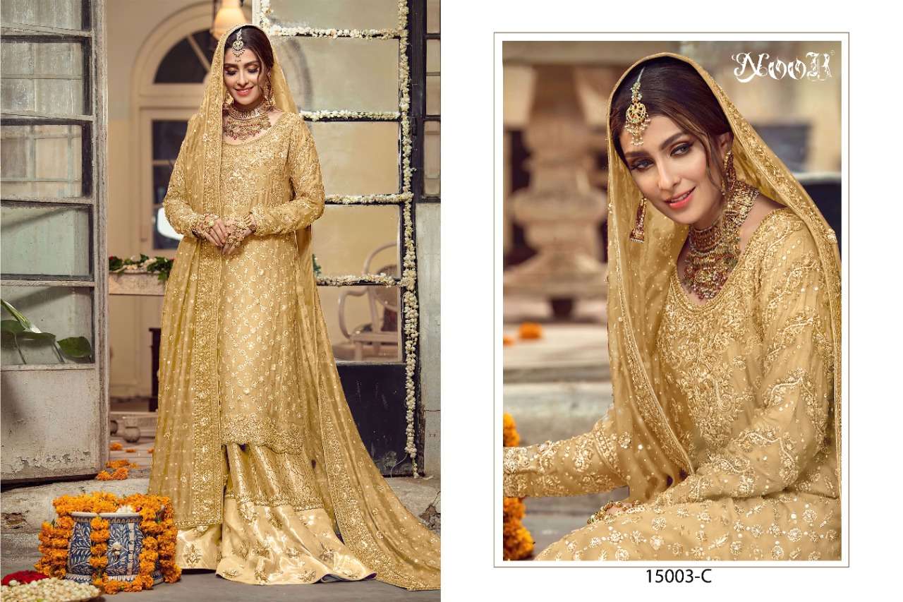 Noor Hit Collection 15003 Faux Georgette With Self Embroidery Work suit